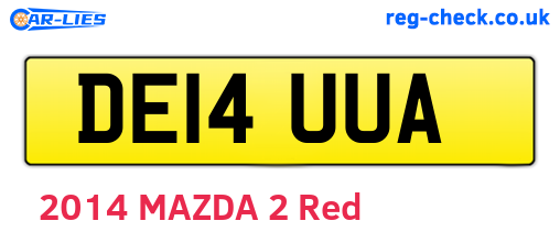 DE14UUA are the vehicle registration plates.