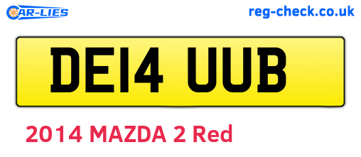 DE14UUB are the vehicle registration plates.
