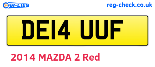 DE14UUF are the vehicle registration plates.