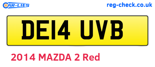 DE14UVB are the vehicle registration plates.