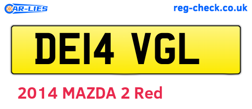 DE14VGL are the vehicle registration plates.
