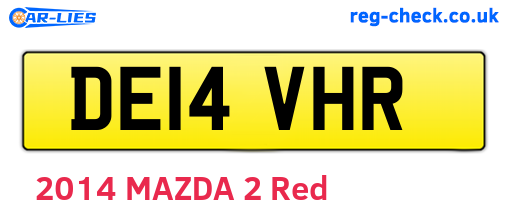 DE14VHR are the vehicle registration plates.