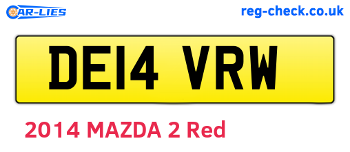 DE14VRW are the vehicle registration plates.
