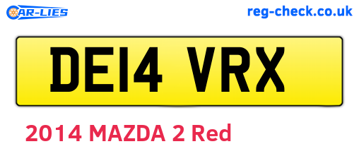 DE14VRX are the vehicle registration plates.