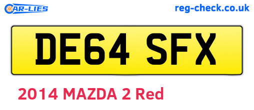 DE64SFX are the vehicle registration plates.