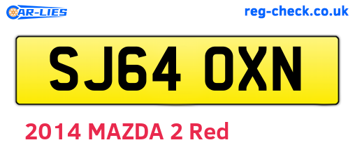 SJ64OXN are the vehicle registration plates.