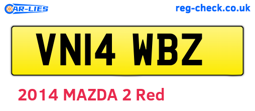 VN14WBZ are the vehicle registration plates.