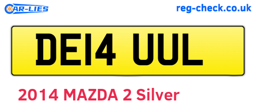 DE14UUL are the vehicle registration plates.