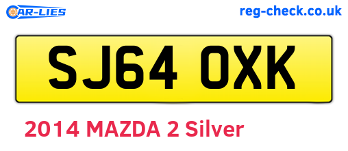 SJ64OXK are the vehicle registration plates.