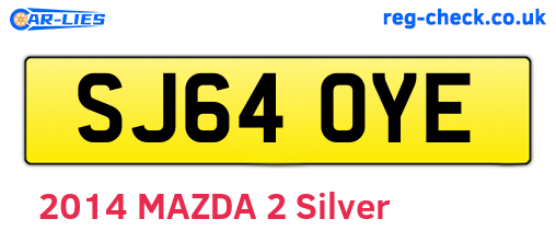 SJ64OYE are the vehicle registration plates.