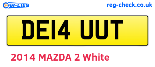 DE14UUT are the vehicle registration plates.