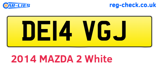 DE14VGJ are the vehicle registration plates.