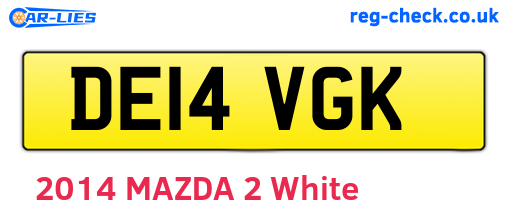DE14VGK are the vehicle registration plates.