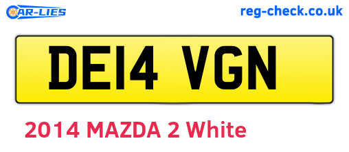 DE14VGN are the vehicle registration plates.