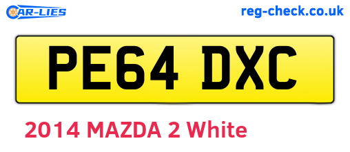 PE64DXC are the vehicle registration plates.