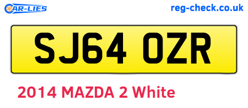 SJ64OZR are the vehicle registration plates.
