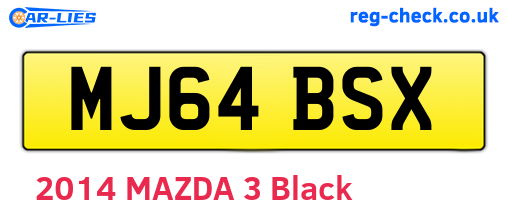 MJ64BSX are the vehicle registration plates.