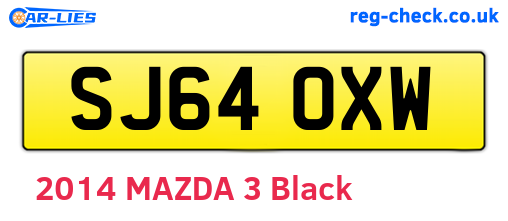 SJ64OXW are the vehicle registration plates.