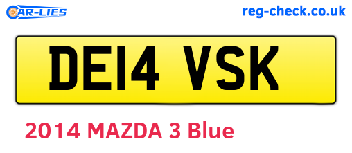 DE14VSK are the vehicle registration plates.
