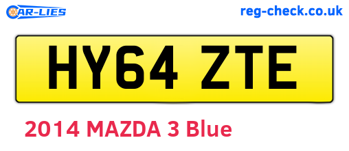 HY64ZTE are the vehicle registration plates.