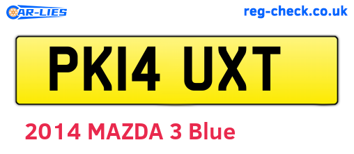 PK14UXT are the vehicle registration plates.
