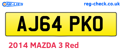 AJ64PKO are the vehicle registration plates.