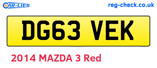 DG63VEK are the vehicle registration plates.