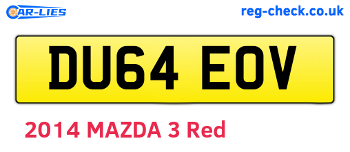 DU64EOV are the vehicle registration plates.