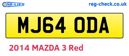 MJ64ODA are the vehicle registration plates.