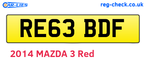 RE63BDF are the vehicle registration plates.