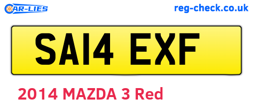 SA14EXF are the vehicle registration plates.