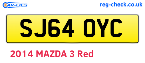 SJ64OYC are the vehicle registration plates.