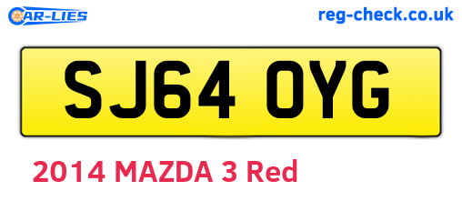 SJ64OYG are the vehicle registration plates.