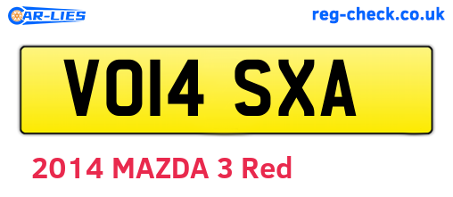 VO14SXA are the vehicle registration plates.