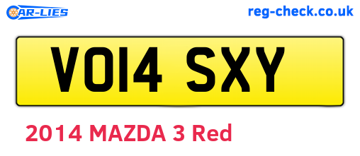 VO14SXY are the vehicle registration plates.