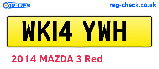 WK14YWH are the vehicle registration plates.
