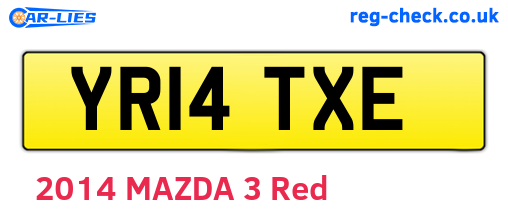 YR14TXE are the vehicle registration plates.