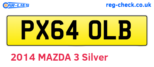 PX64OLB are the vehicle registration plates.