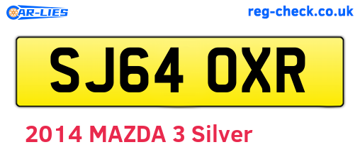 SJ64OXR are the vehicle registration plates.