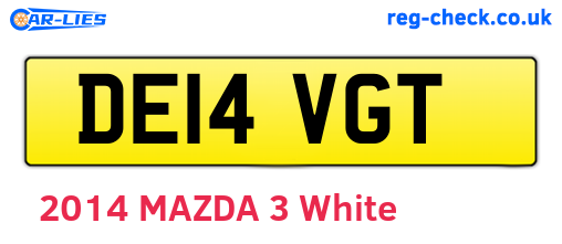 DE14VGT are the vehicle registration plates.