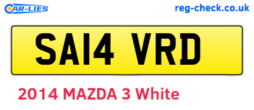 SA14VRD are the vehicle registration plates.