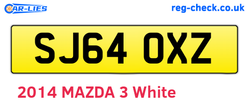 SJ64OXZ are the vehicle registration plates.