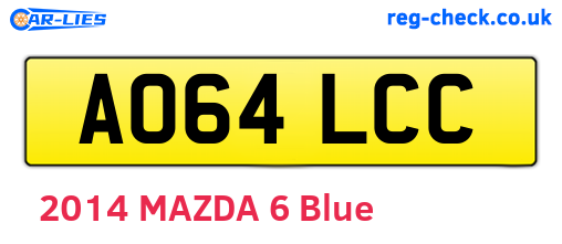 AO64LCC are the vehicle registration plates.