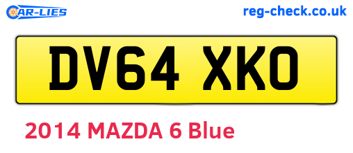 DV64XKO are the vehicle registration plates.