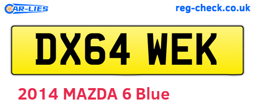 DX64WEK are the vehicle registration plates.