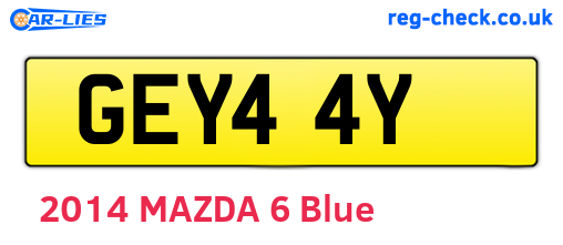 GEY44Y are the vehicle registration plates.