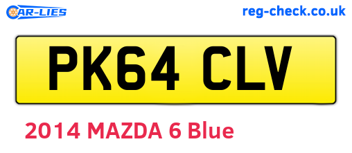 PK64CLV are the vehicle registration plates.