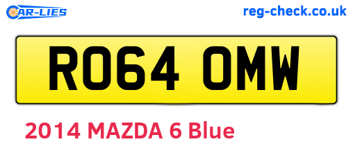 RO64OMW are the vehicle registration plates.