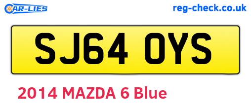 SJ64OYS are the vehicle registration plates.