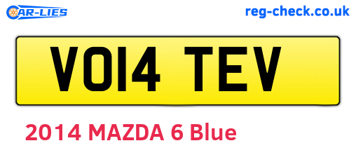 VO14TEV are the vehicle registration plates.